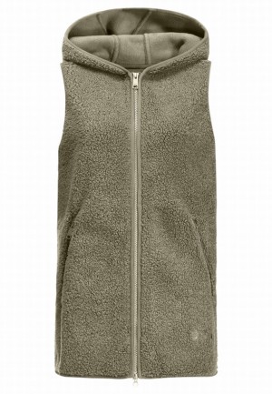 Jack Wolfskin High Curl Long Vest Dames Olijfgroen | 86553645
