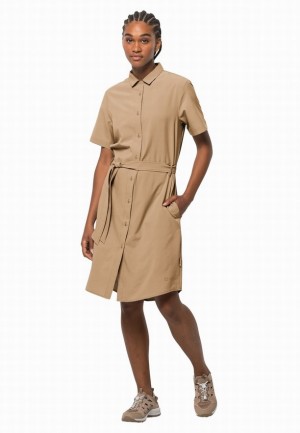Jack Wolfskin Holiday Midi Jurk Dames Khaki | 47205801