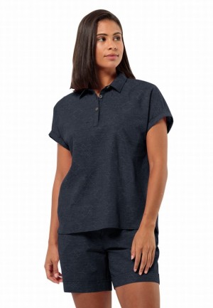 Jack Wolfskin Karana Poloshirt Dames Donkerblauw | 14310853