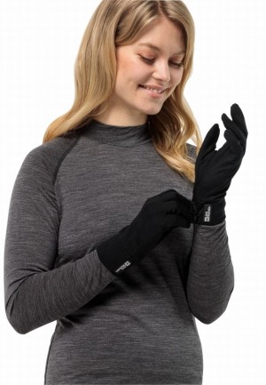 Jack Wolfskin Merino Handschoenen Dames Zwart | 32087143