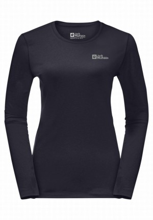 Jack Wolfskin Skyhermal L/s T-shirts Dames Donkerblauw | 22881209