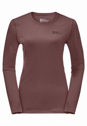 Jack Wolfskin Skyhermal L/s T-shirts Dames Rood | 38813148