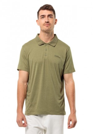 Jack Wolfskin Travel Poloshirt Heren Olijfgroen | 26685890